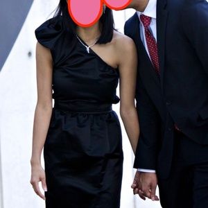 Satin one-shoulder back dress by Cynthia Rowley